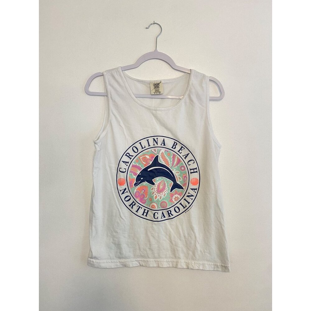 Comfort Colors Carolina Beach North Carolina Cotton Dolphin Tank Top Size S